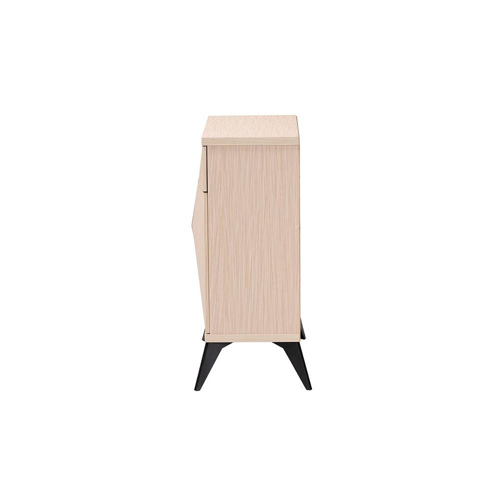 Modern Two-Tone Light Brown and Black Wood 2-Door Sideboard Buffet