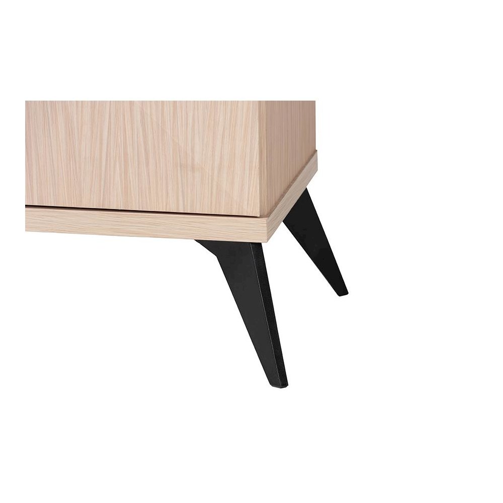 Draper Mid-Century Modern Two-Tone Light Brown and Black Wood Kitchen Cabinet