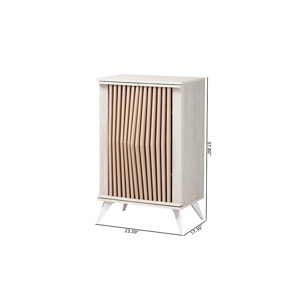Modern Transitional Light Grey and Brown Wood 2-Door Storage Cabinet