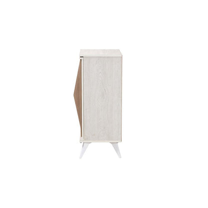 Modern Transitional Light Grey and Brown Wood 2-Door Storage Cabinet
