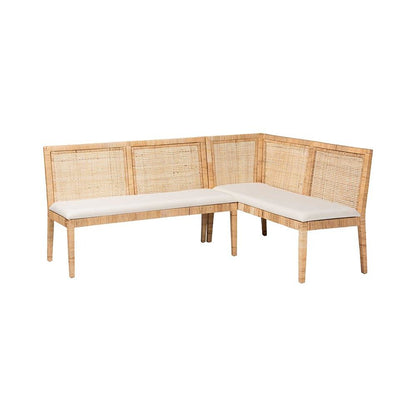 Kalimantan Bohemian Light Honey Rattan 2-Piece Banquette Set