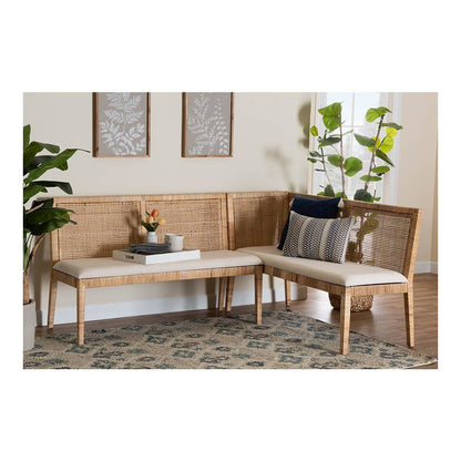 Kalimantan Bohemian Light Honey Rattan 2-Piece Banquette Set