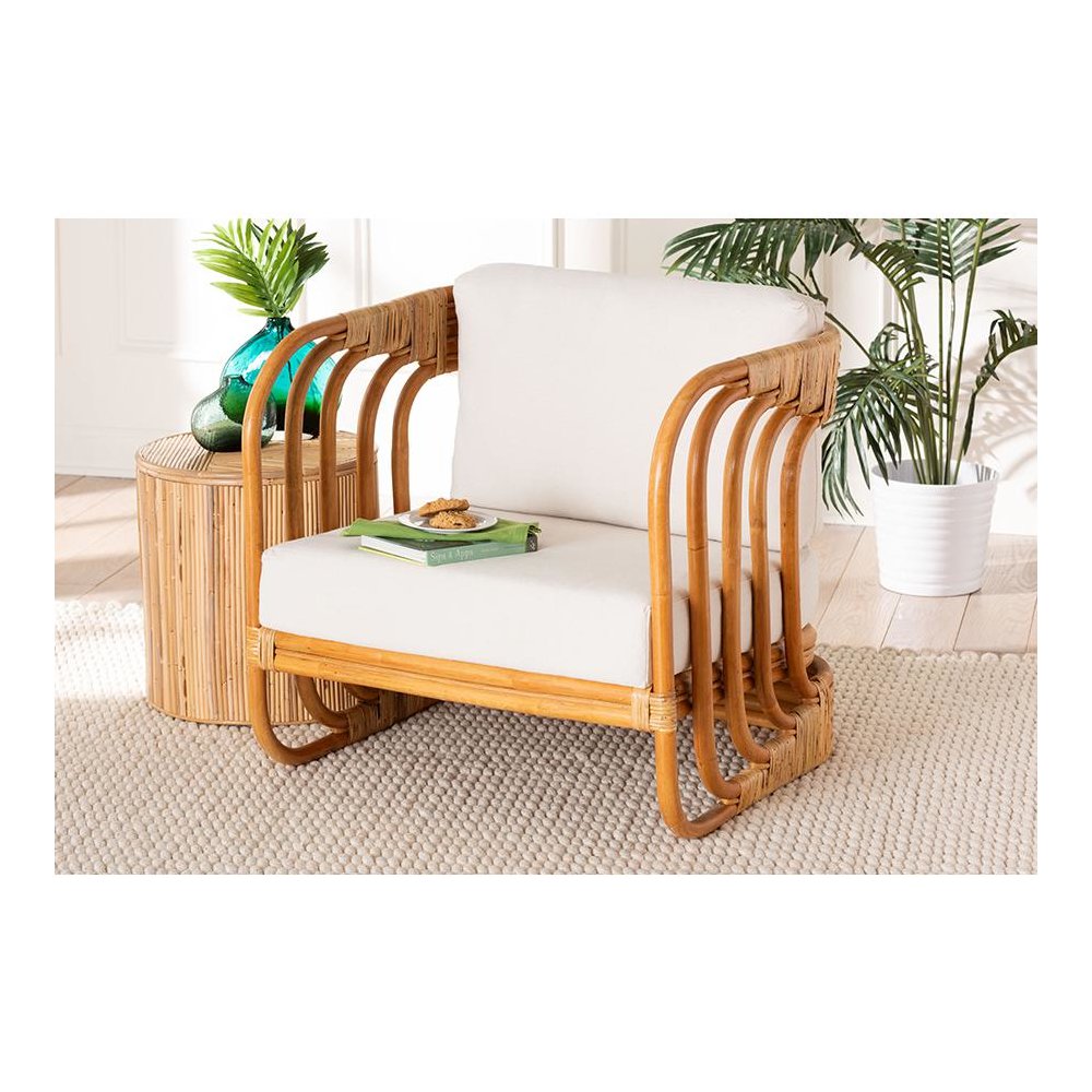 Corsa Modern Bohemian Natural Rattan Arm Chair