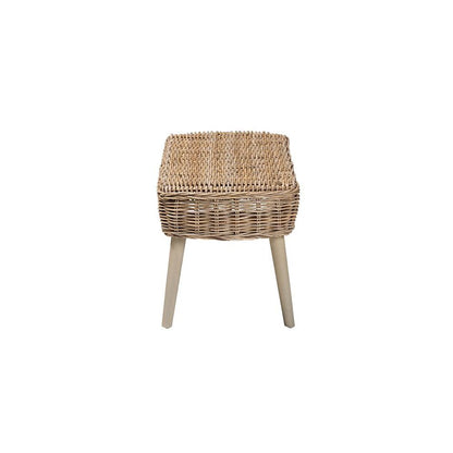Raisa Modern Bohemian Natural Kubu Rattan and Grey Acacia Wood Accent Bench
