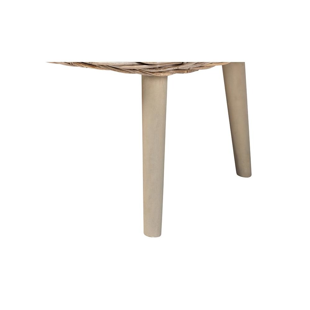 Raisa Modern Bohemian Natural Kubu Rattan and Grey Acacia Wood Accent Bench