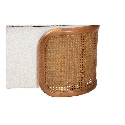 Baxton Studio Basira Japandi Cream Boucle Fabric Storage Bench with Woven Rattan