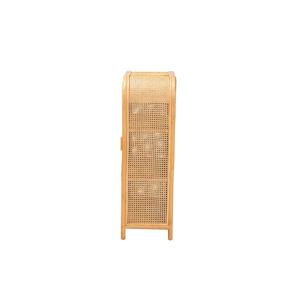 Curacao Modern Bohemian Light Honey Rattan 2-Door Storage Cabinet
