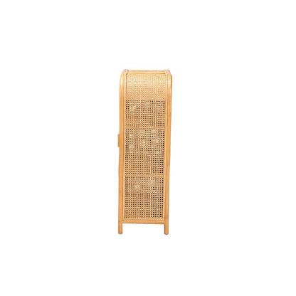 Curacao Modern Bohemian Light Honey Rattan 2-Door Storage Cabinet