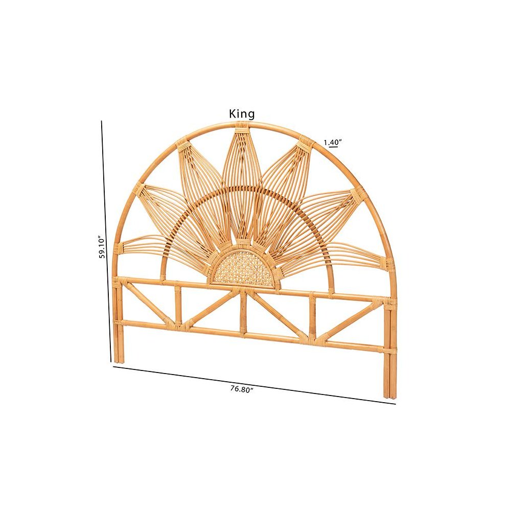 Jasmine Modern Bohemian Natural Rattan King Size Standalone Headboard