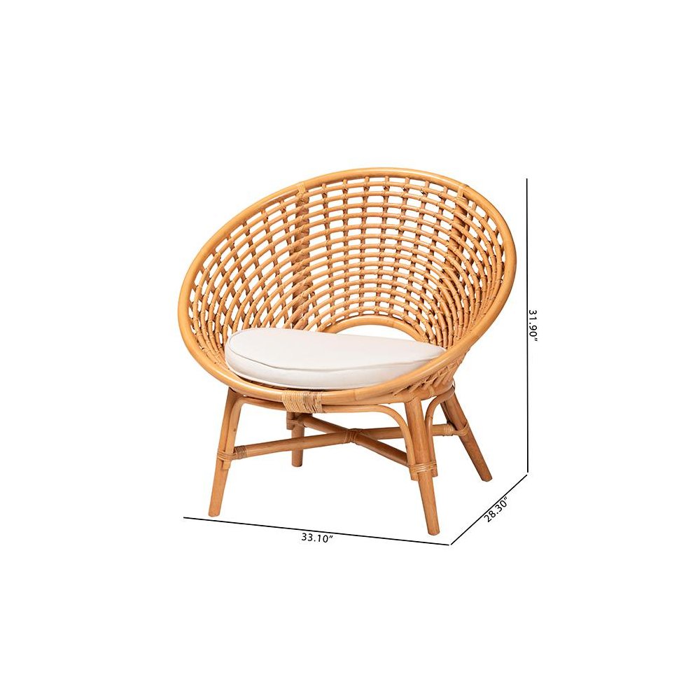 Aerin Modern Bohemian Natural Rattan Accent Chair
