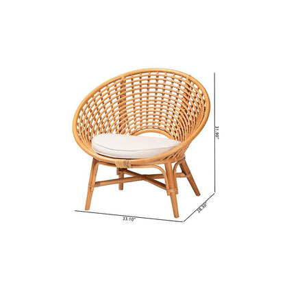 Aerin Modern Bohemian Natural Rattan Accent Chair
