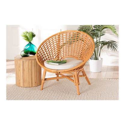 Aerin Modern Bohemian Natural Rattan Accent Chair