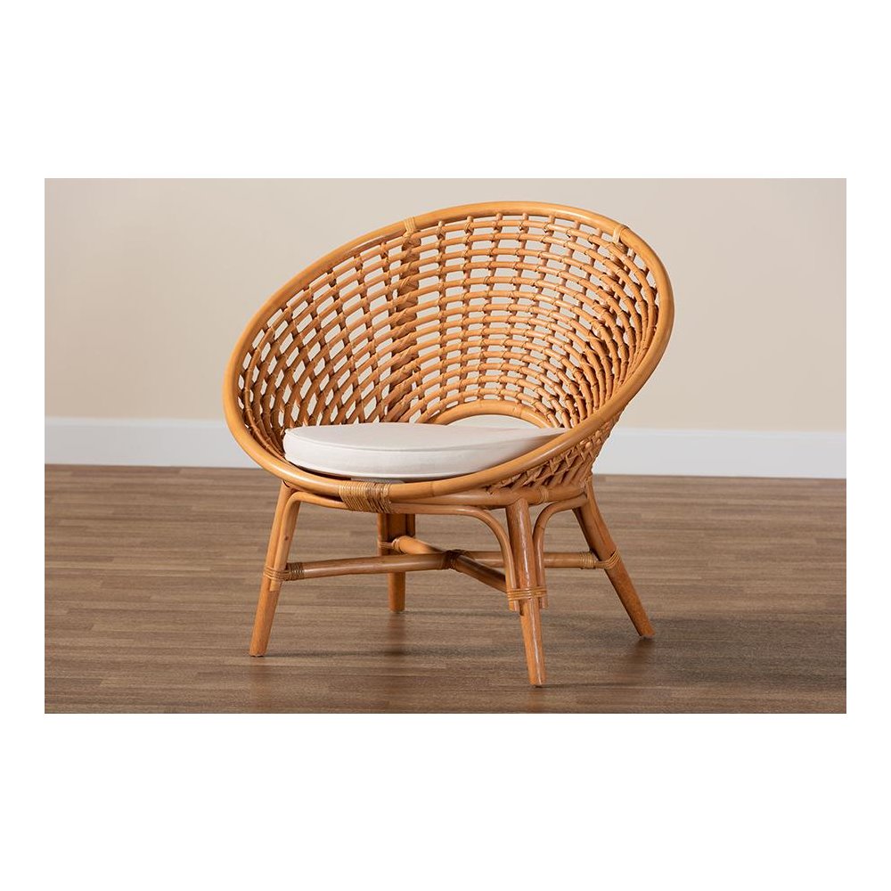Aerin Modern Bohemian Natural Rattan Accent Chair