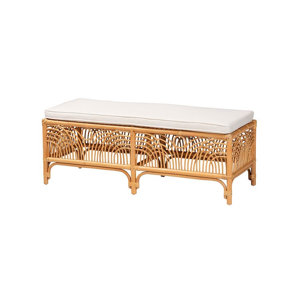 bali & pari Materra Modern bohemian Natural Brown Rattan Bench
