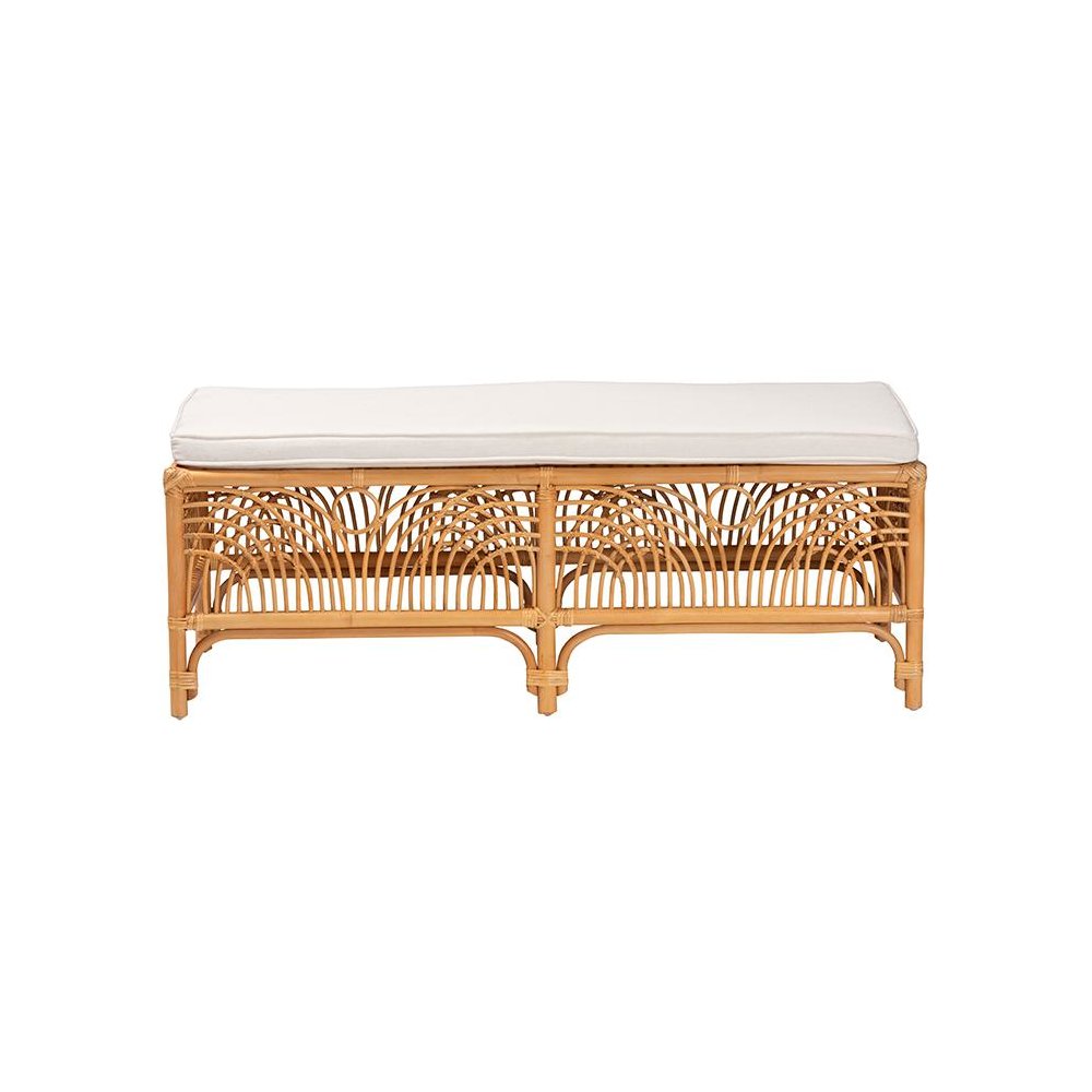 bali & pari Materra Modern bohemian Natural Brown Rattan Bench