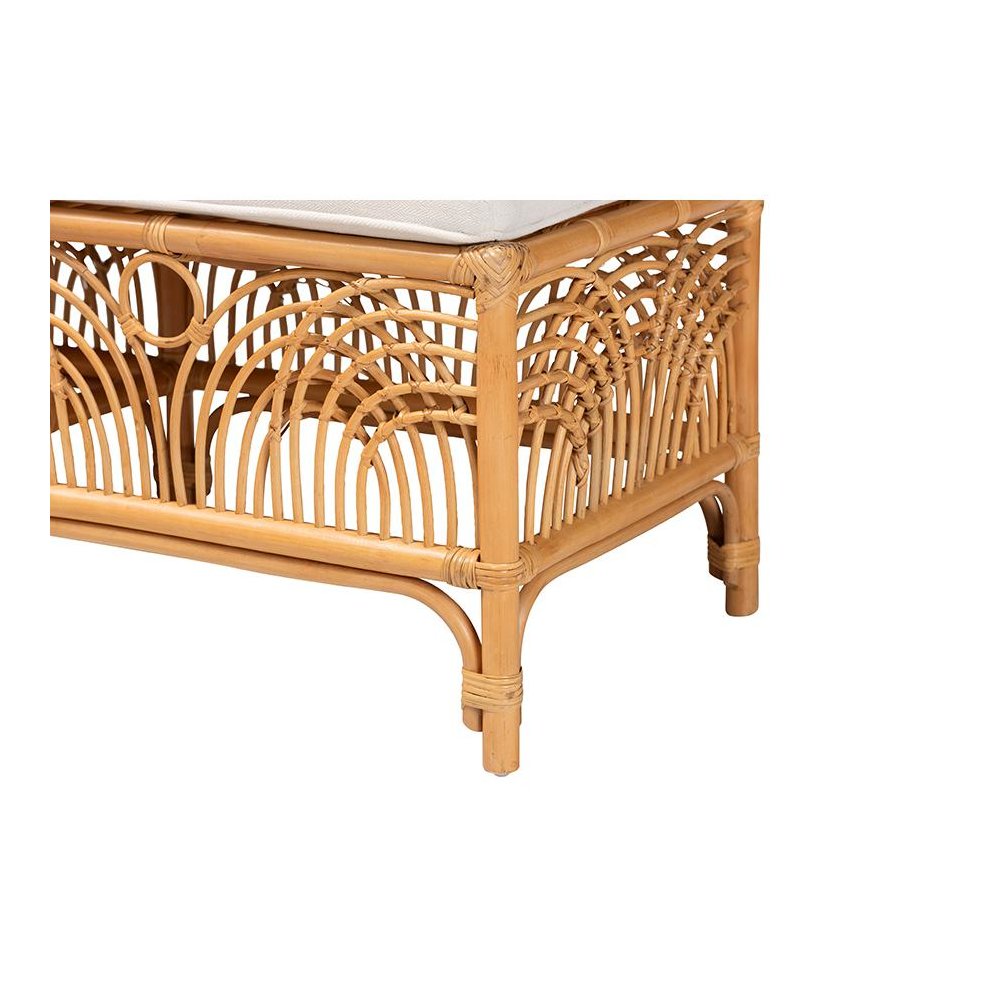 bali & pari Materra Modern bohemian Natural Brown Rattan Bench