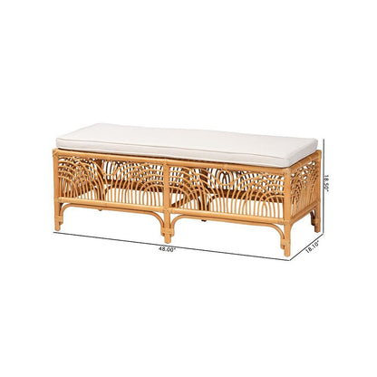 bali & pari Materra Modern bohemian Natural Brown Rattan Bench