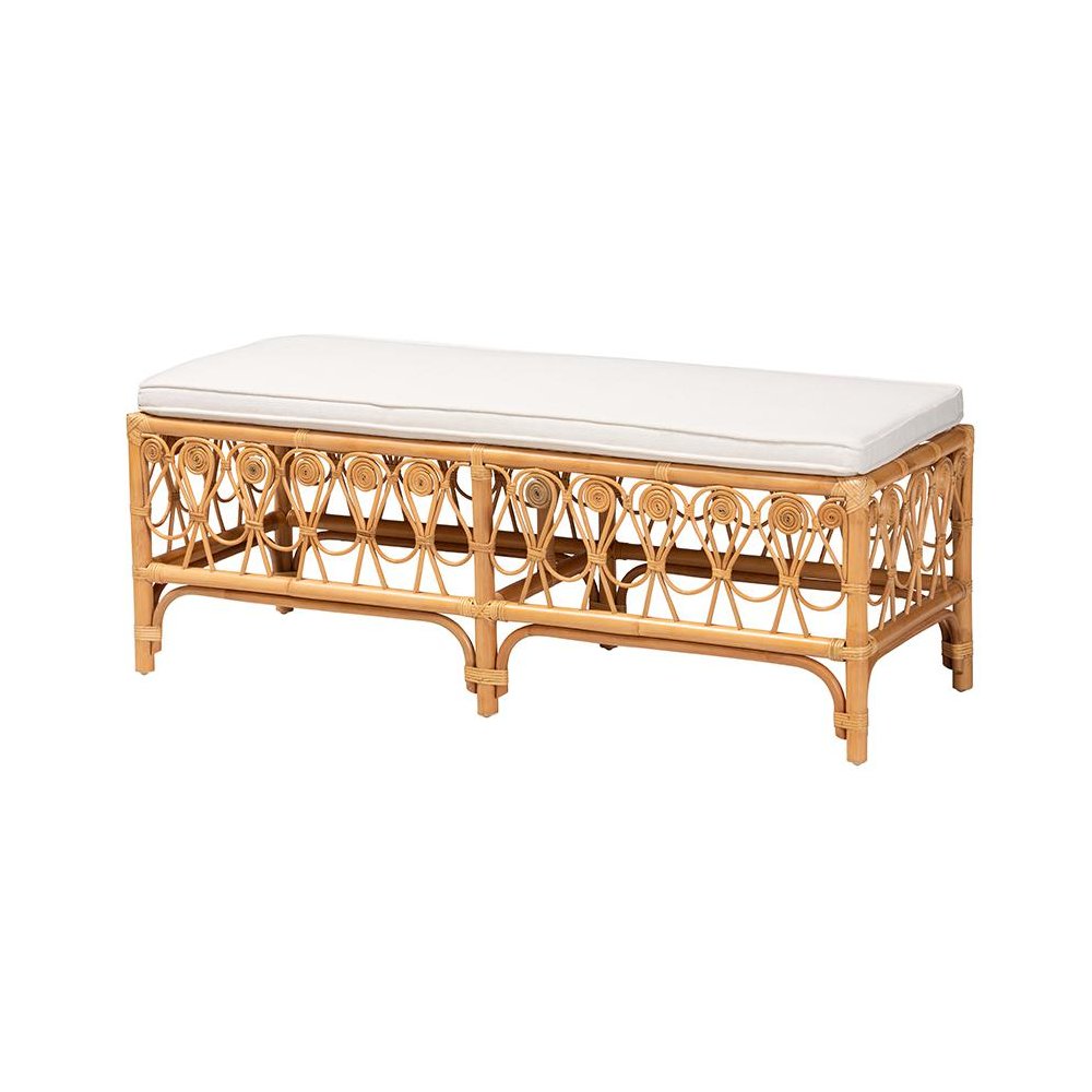 bali & pari Ibiza Modern bohemian Natural Brown Rattan Bench