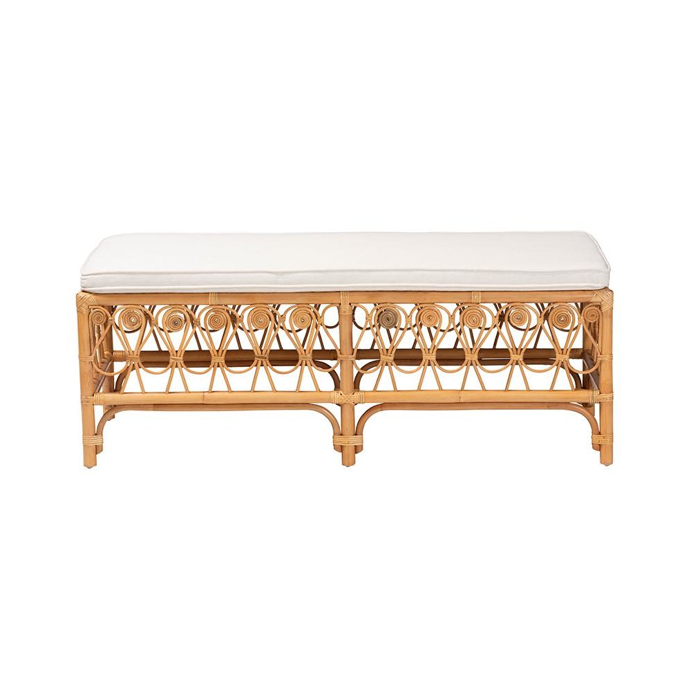 bali & pari Ibiza Modern bohemian Natural Brown Rattan Bench