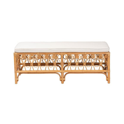 bali & pari Ibiza Modern bohemian Natural Brown Rattan Bench