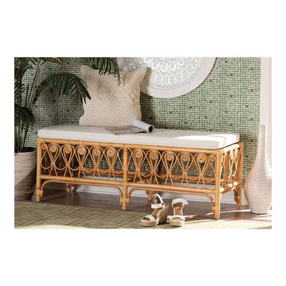 bali & pari Ibiza Modern bohemian Natural Brown Rattan Bench