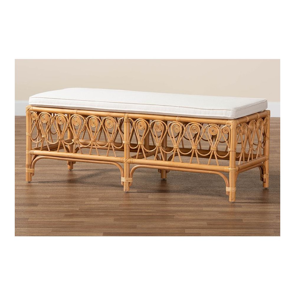 bali & pari Ibiza Modern bohemian Natural Brown Rattan Bench