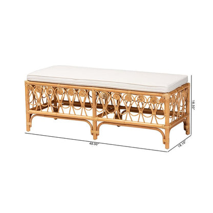 bali & pari Ibiza Modern bohemian Natural Brown Rattan Bench