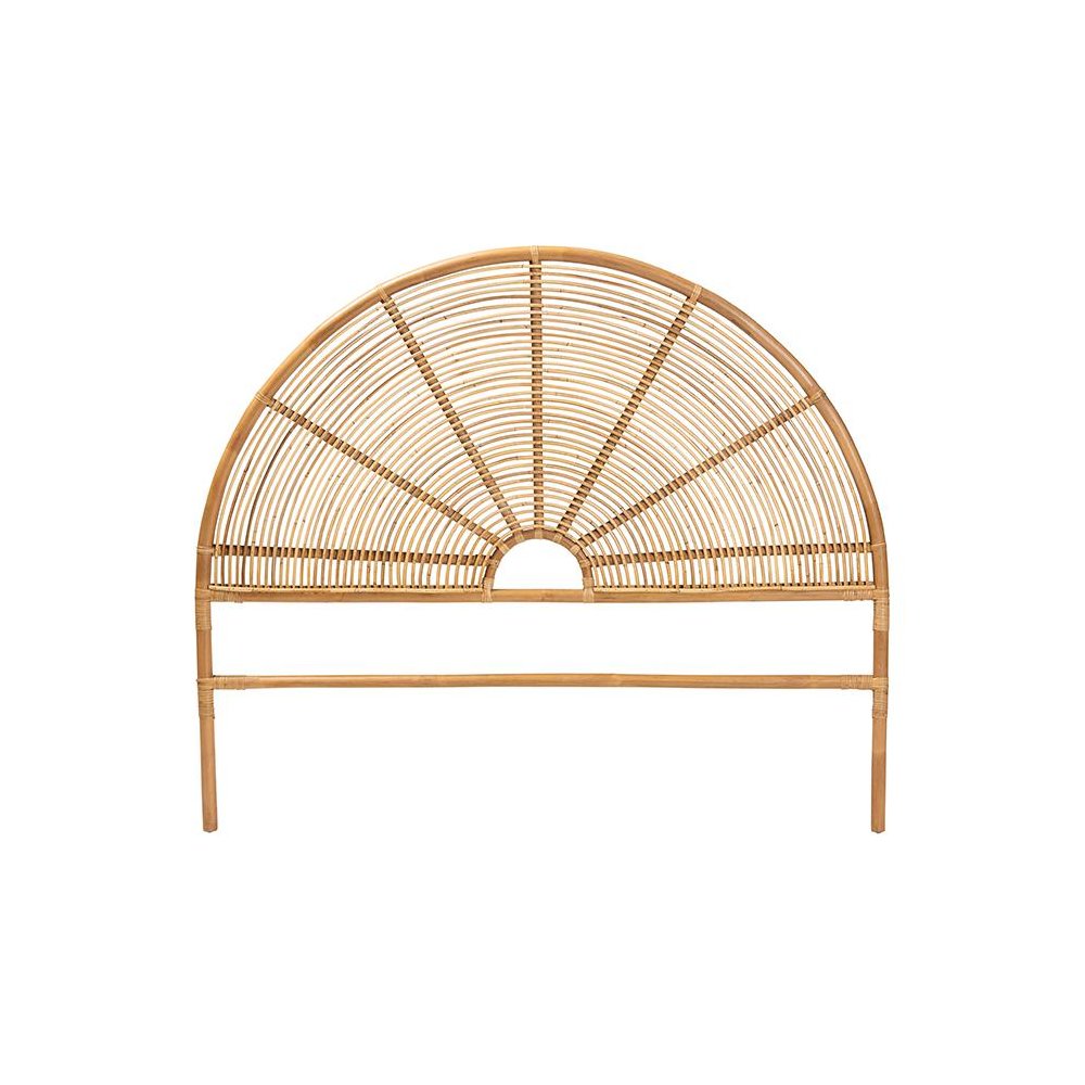 Nina Modern Bohemian Honey Rattan Queen Size Standalone Headboard