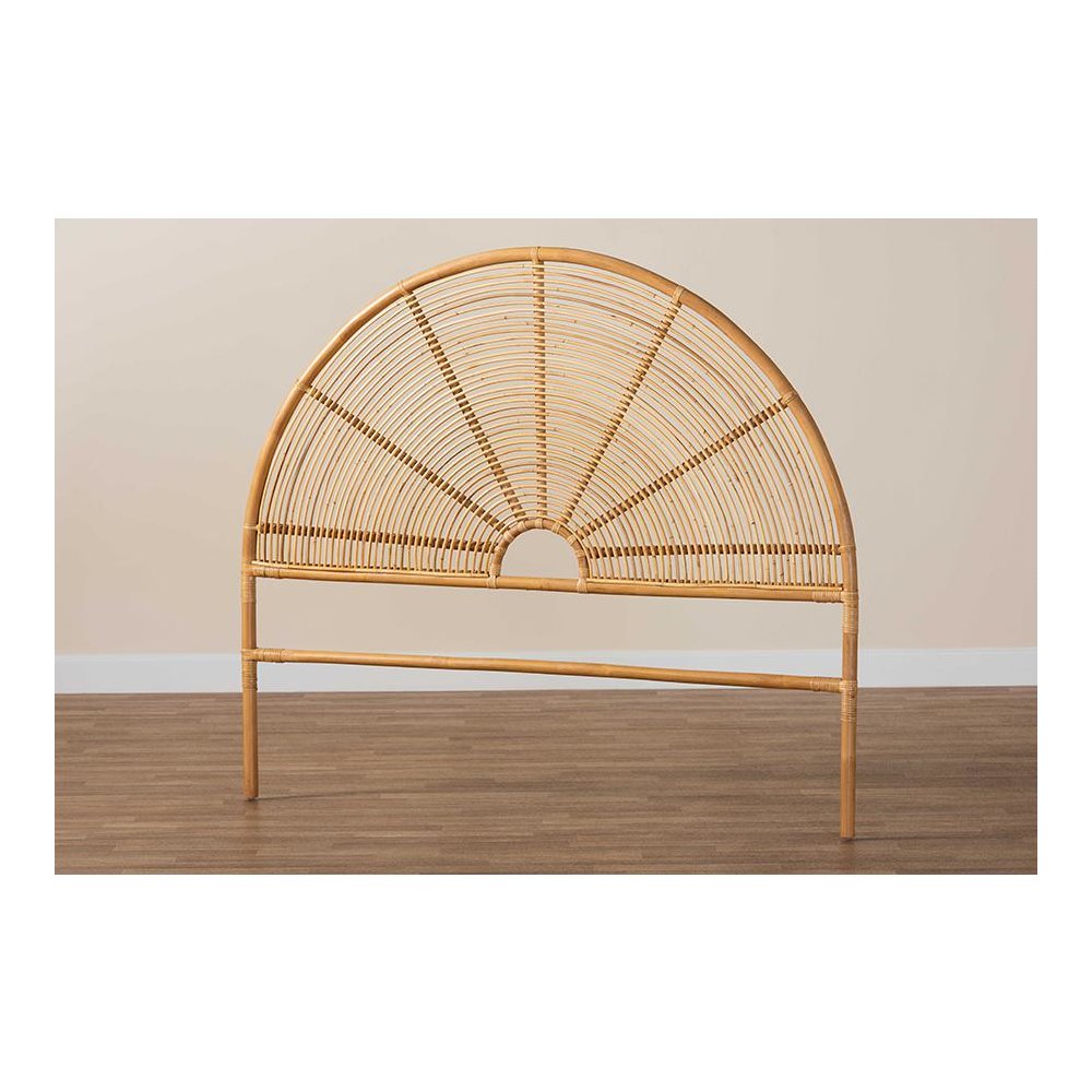 Nina Modern Bohemian Honey Rattan Queen Size Standalone Headboard