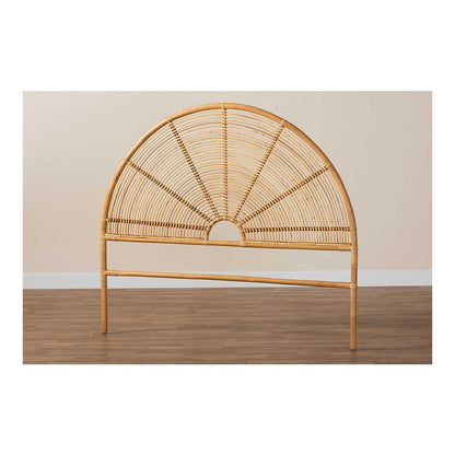 Nina Modern Bohemian Honey Rattan Queen Size Standalone Headboard