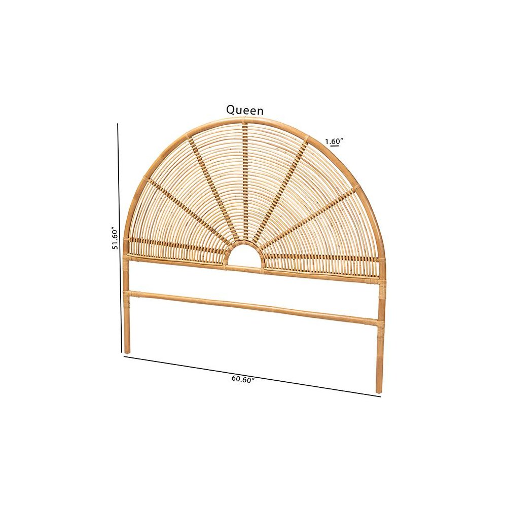 Nina Modern Bohemian Honey Rattan Queen Size Standalone Headboard