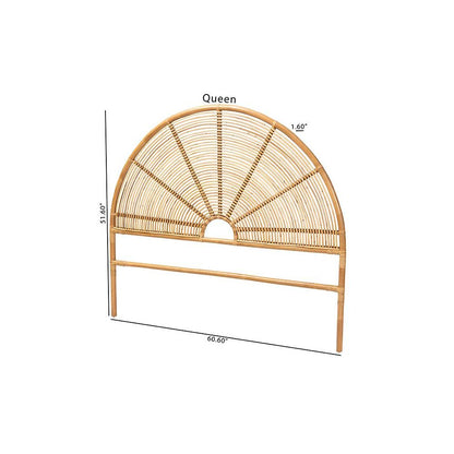 Nina Modern Bohemian Honey Rattan Queen Size Standalone Headboard