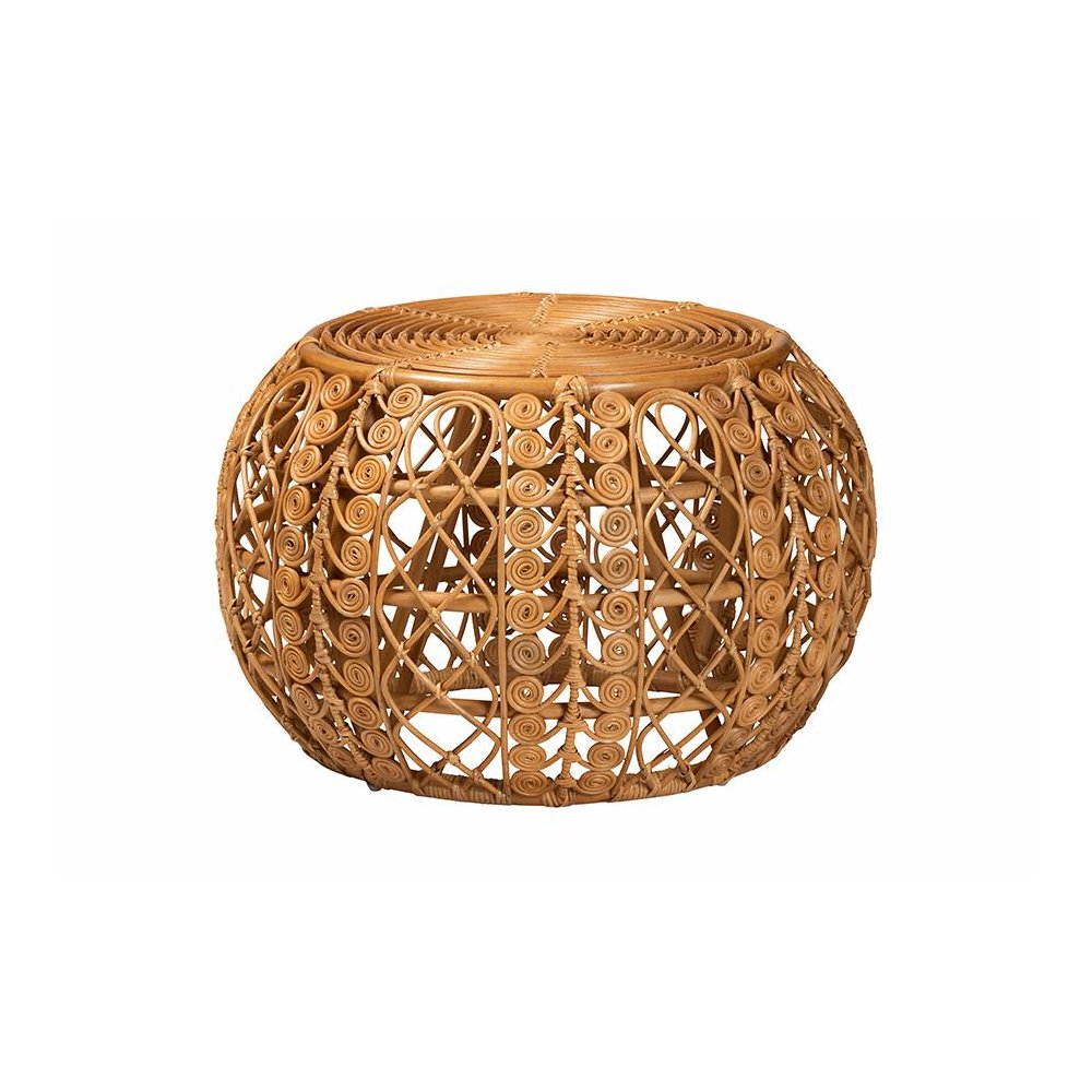 bali & pari Tiramisu Modern Bohemian Natural Brown Rattan Coffee Table