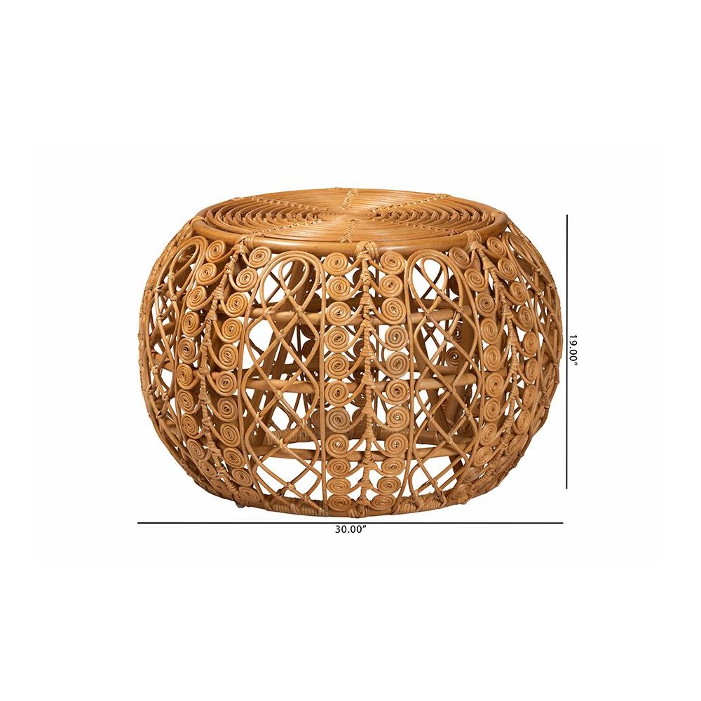 bali & pari Tiramisu Modern Bohemian Natural Brown Rattan Coffee Table