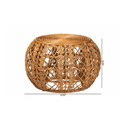 bali & pari Tiramisu Modern Bohemian Natural Brown Rattan Coffee Table