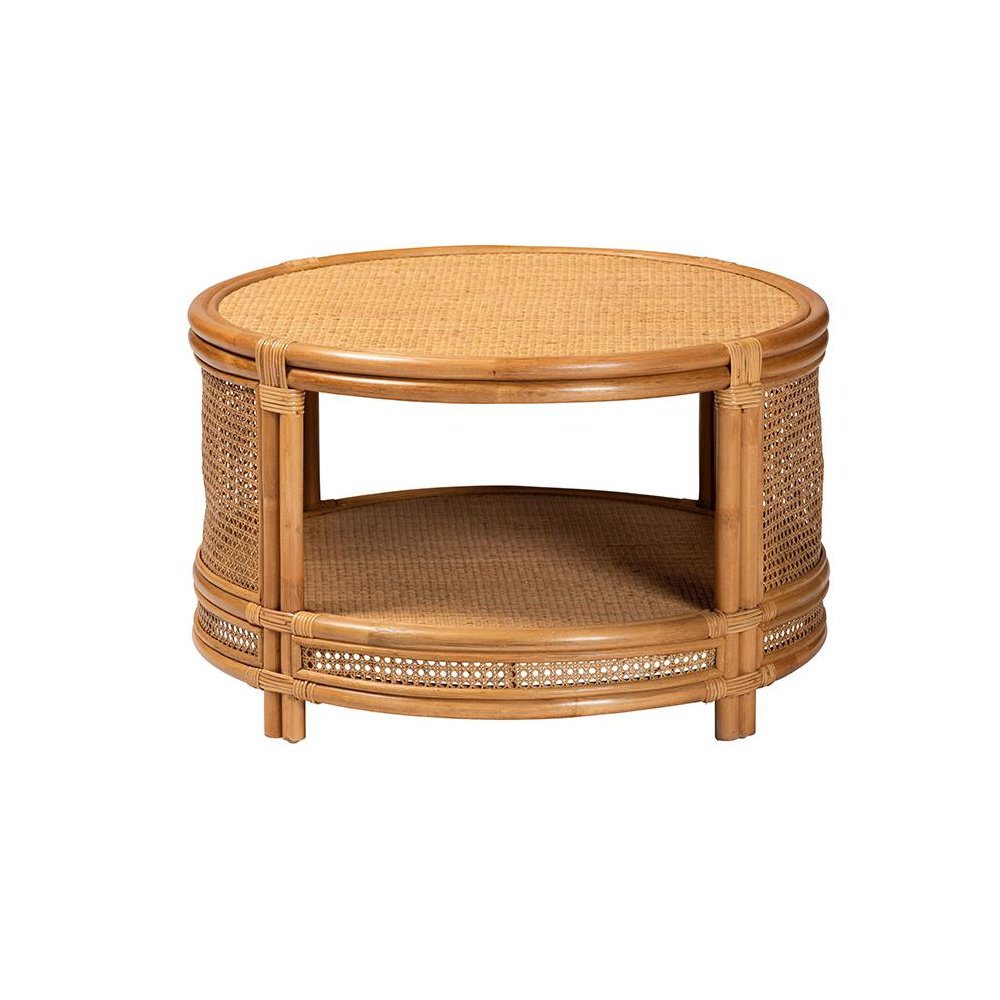 bali & pari Louis Modern Bohemian Natural Brown Rattan Coffee Table