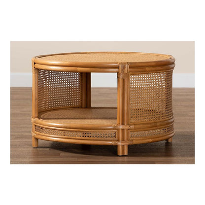 bali & pari Louis Modern Bohemian Natural Brown Rattan Coffee Table