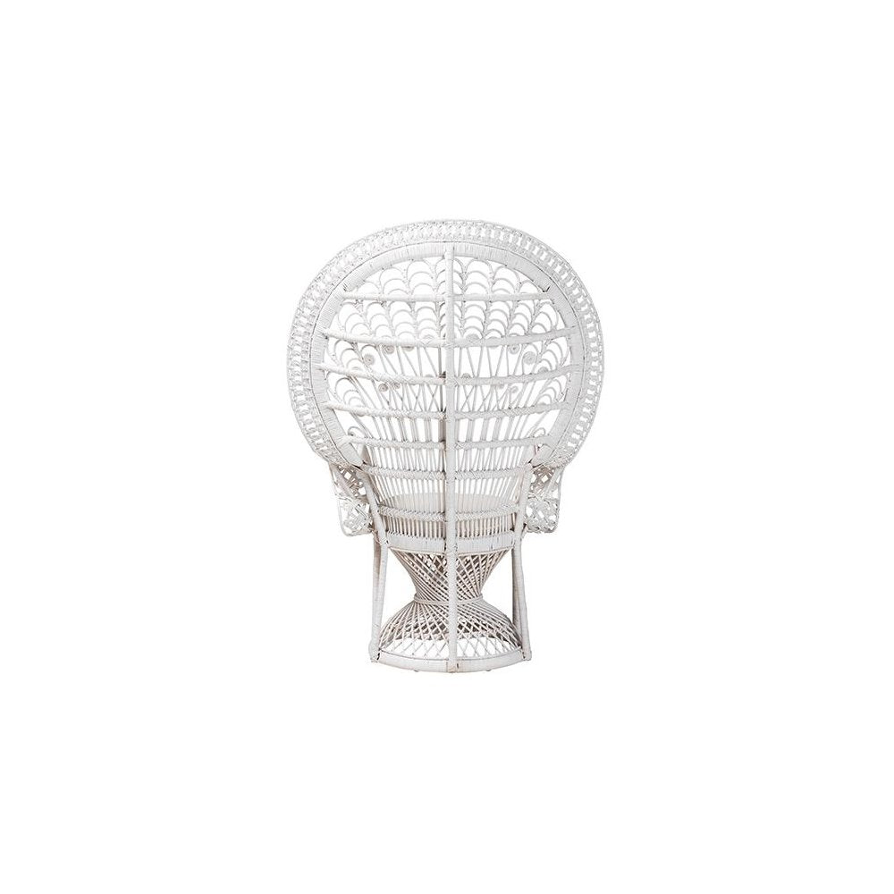 Kallima Modern Bohemian White Natural Rattan Peacock Chair