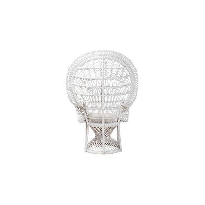 Kallima Modern Bohemian White Natural Rattan Peacock Chair