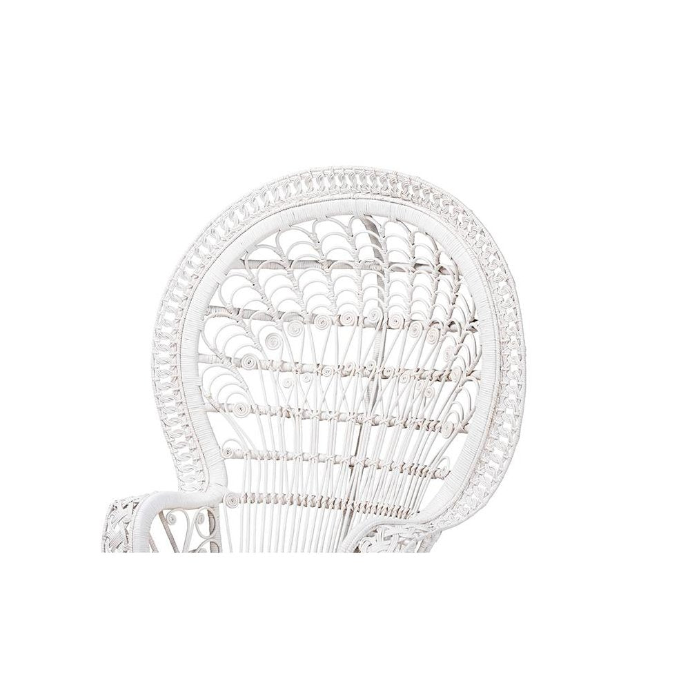Kallima Modern Bohemian White Natural Rattan Peacock Chair