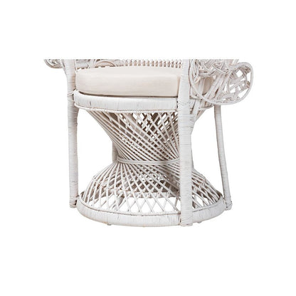 Kallima Modern Bohemian White Natural Rattan Peacock Chair