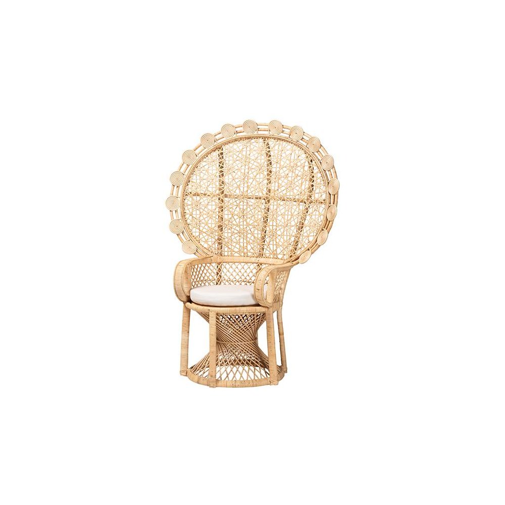 Hecate Modern Bohemian Natural Brown Rattan Peacock Chair