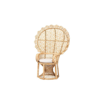 Hecate Modern Bohemian Natural Brown Rattan Peacock Chair