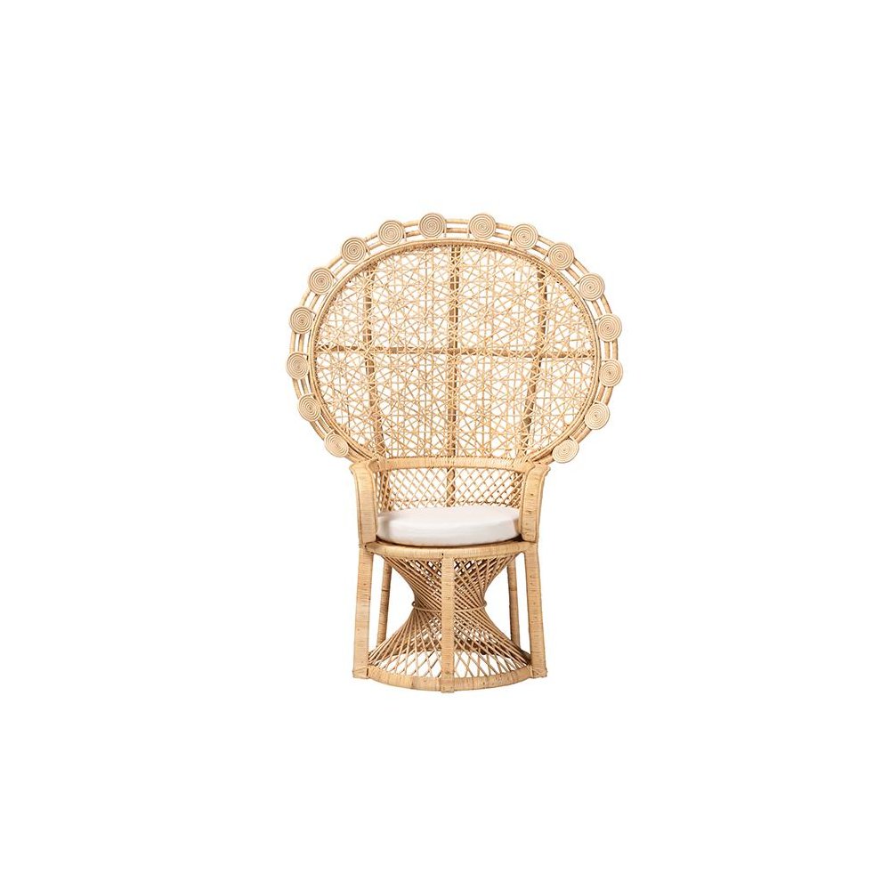 Hecate Modern Bohemian Natural Brown Rattan Peacock Chair