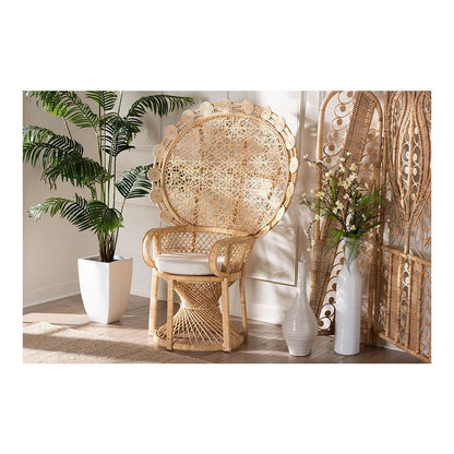 Hecate Modern Bohemian Natural Brown Rattan Peacock Chair