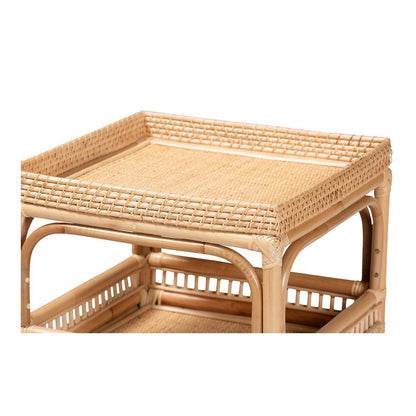 Lombok Modern Bohemian Natural Rattan End Table