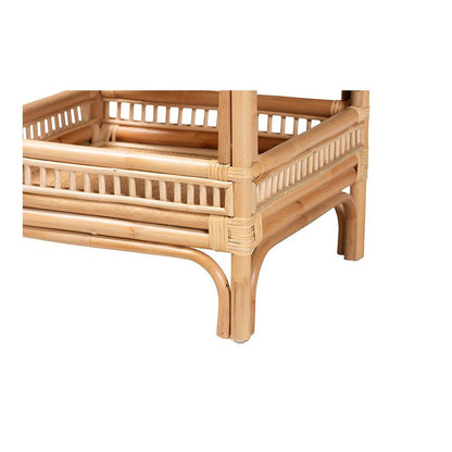 Lombok Modern Bohemian Natural Rattan End Table