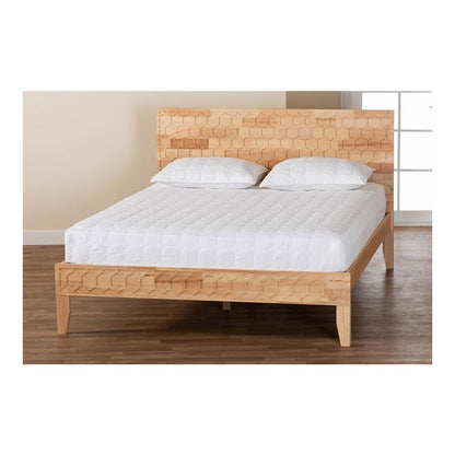 Hosea Japandi Carved Honeycomb Natural Queen Size Platform Bed