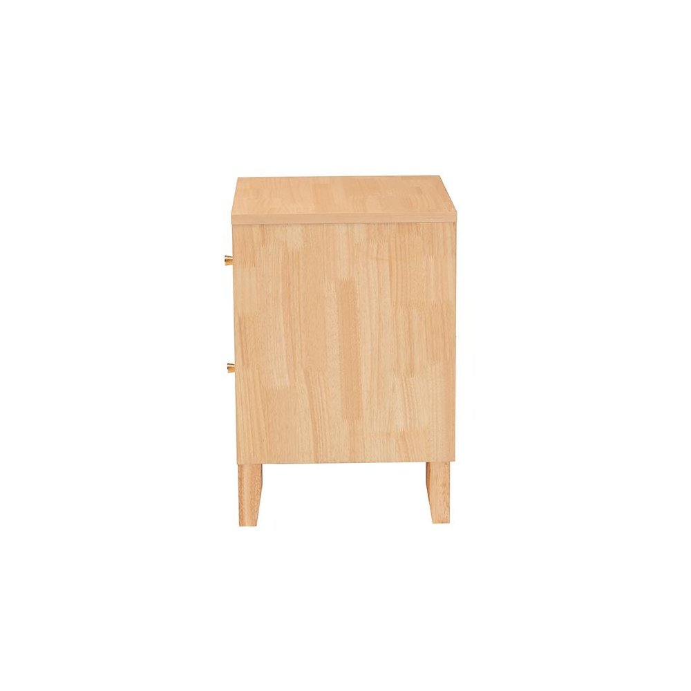 Hosea Japandi Carved Honeycomb Natural 2-Drawer Nightstand