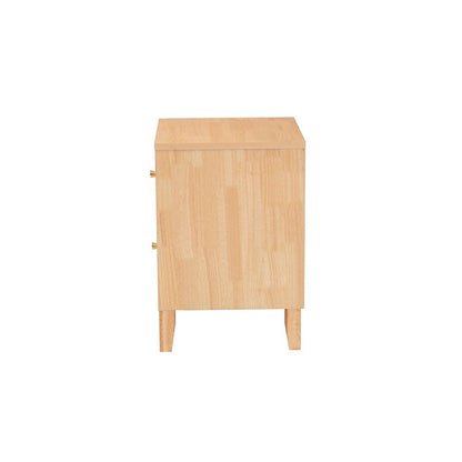 Hosea Japandi Carved Honeycomb Natural 2-Drawer Nightstand